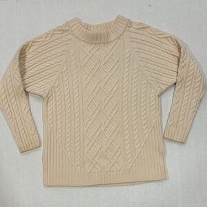 St. John Cable Knit Sweater in Beige
